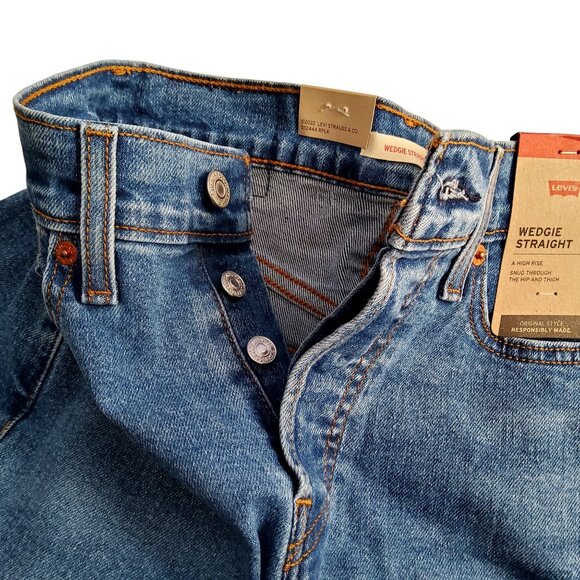 Levis Womens Wedgie Straight Jeans • Button fly closure Size 29 Blue Denim - Picture 5 of 11
